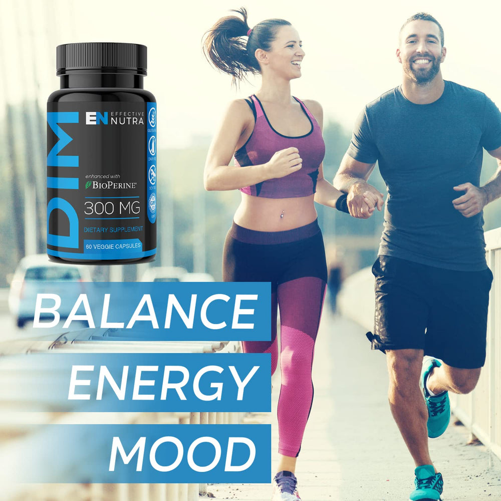 Effective Nutra DIM 300mg BioPerine note highlights absorption boost.