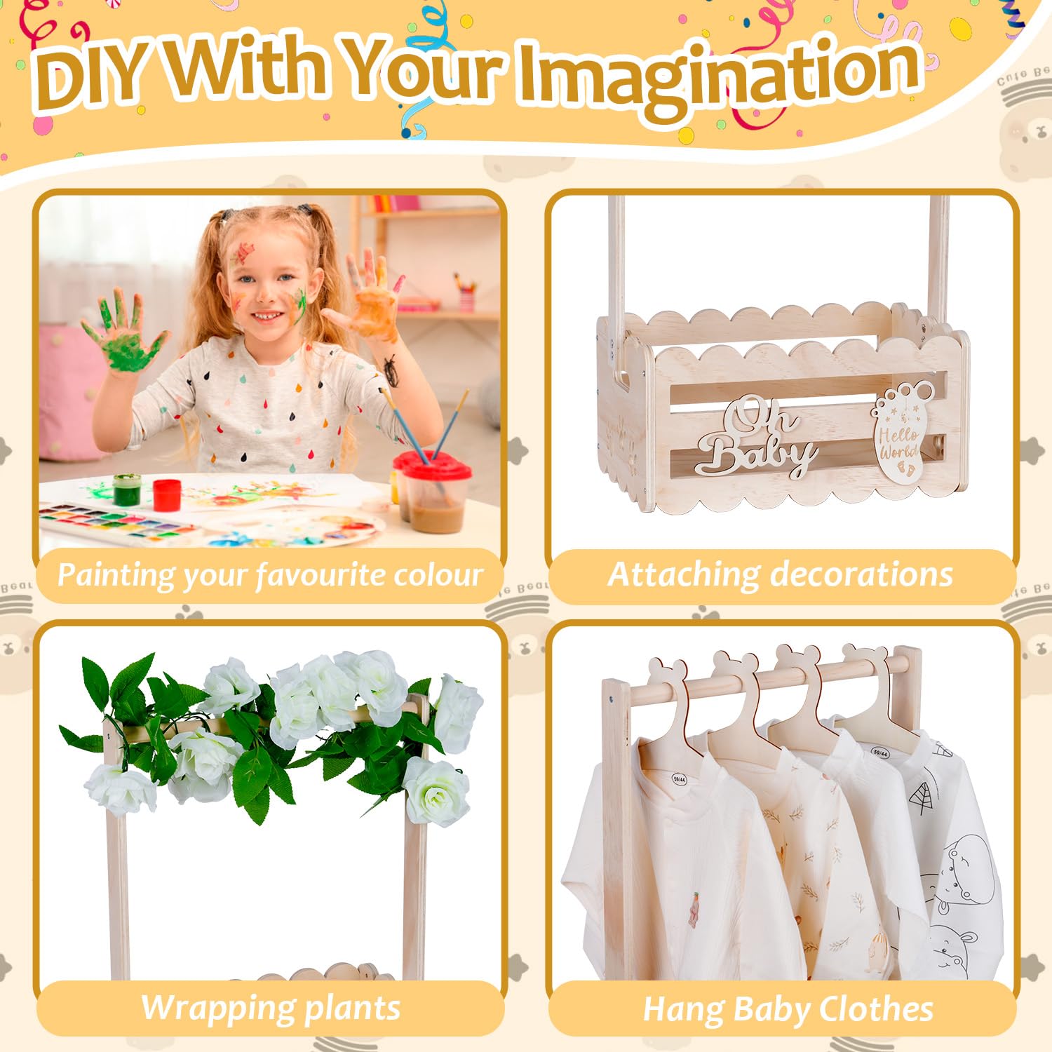 efluky dual-function baby crate with storage and hanging rack