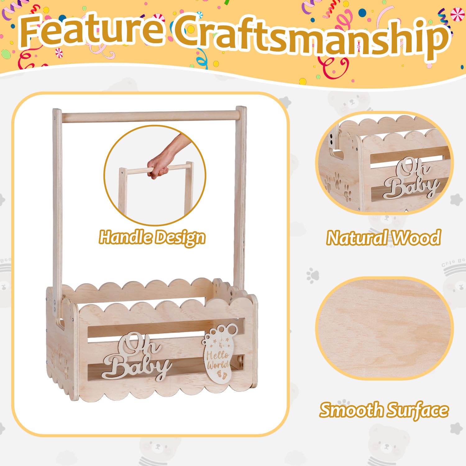 efluky personalize-ready baby shower crate for DIY decoration