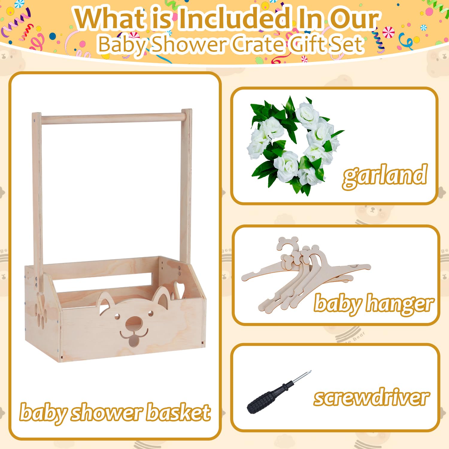 efluky wooden baby shower crate open, spacious interior for organizing outfits