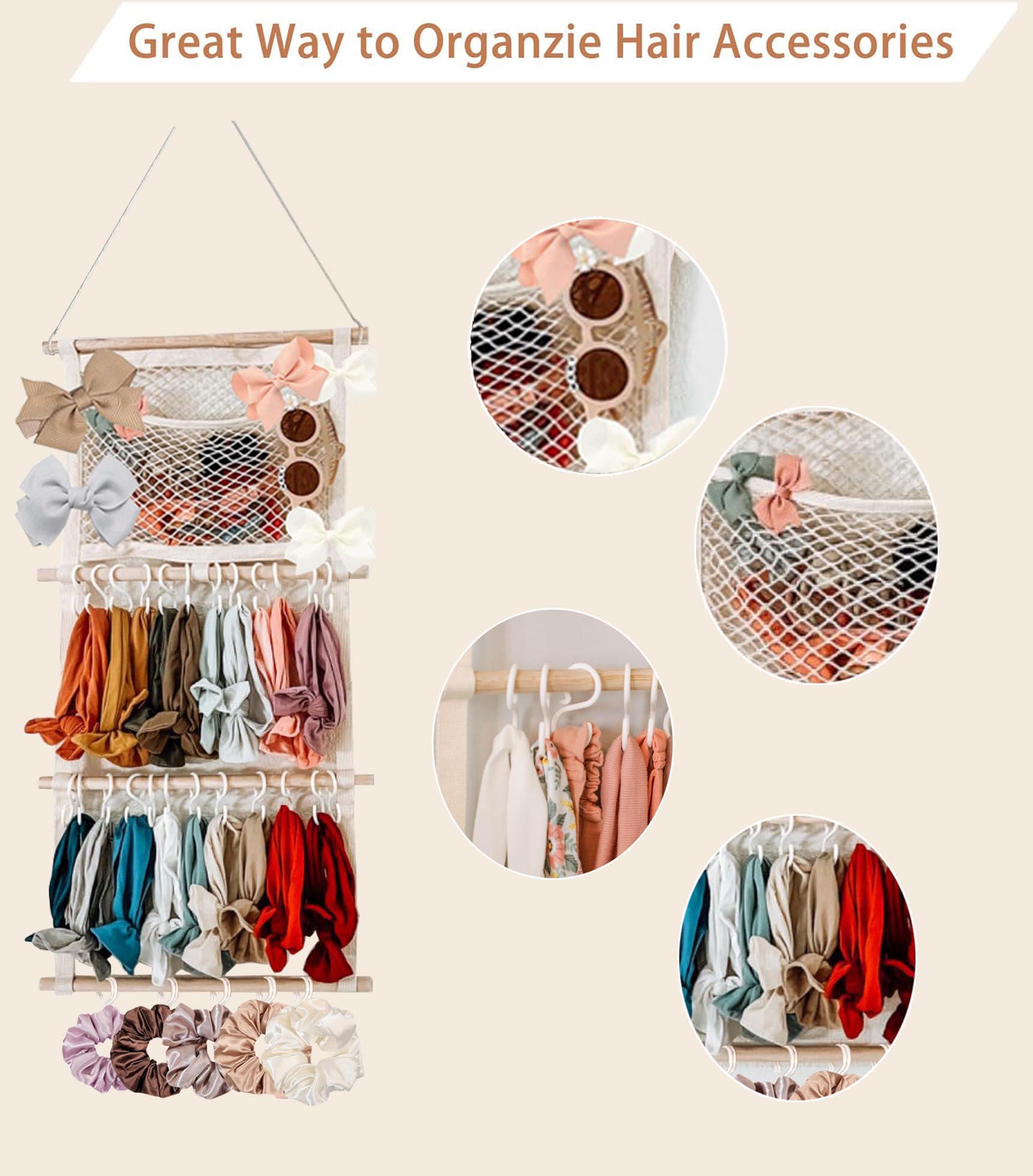 Eforwest headband holder mesh bag area stores clips and small items neatly