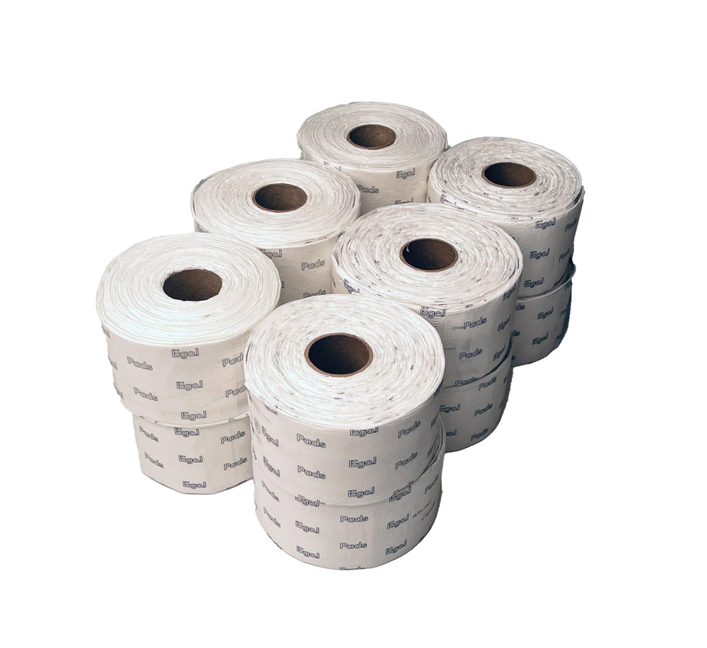 Egal pads on a roll wingless design for simple refills