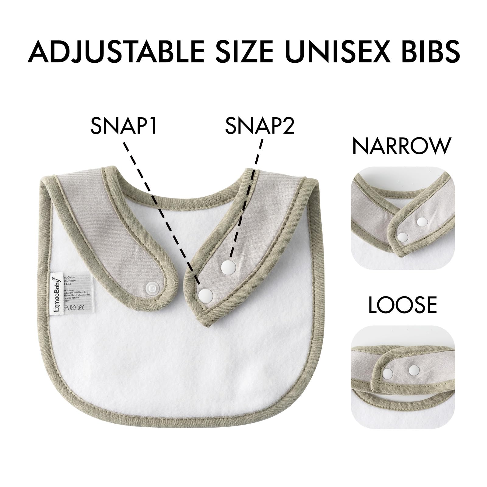 Egmao Baby bibs in easy-care design for everyday use and washing.