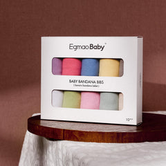 Egmao Baby Bandana Bib with dual-layer absorbent design to keep clothes cleaner.