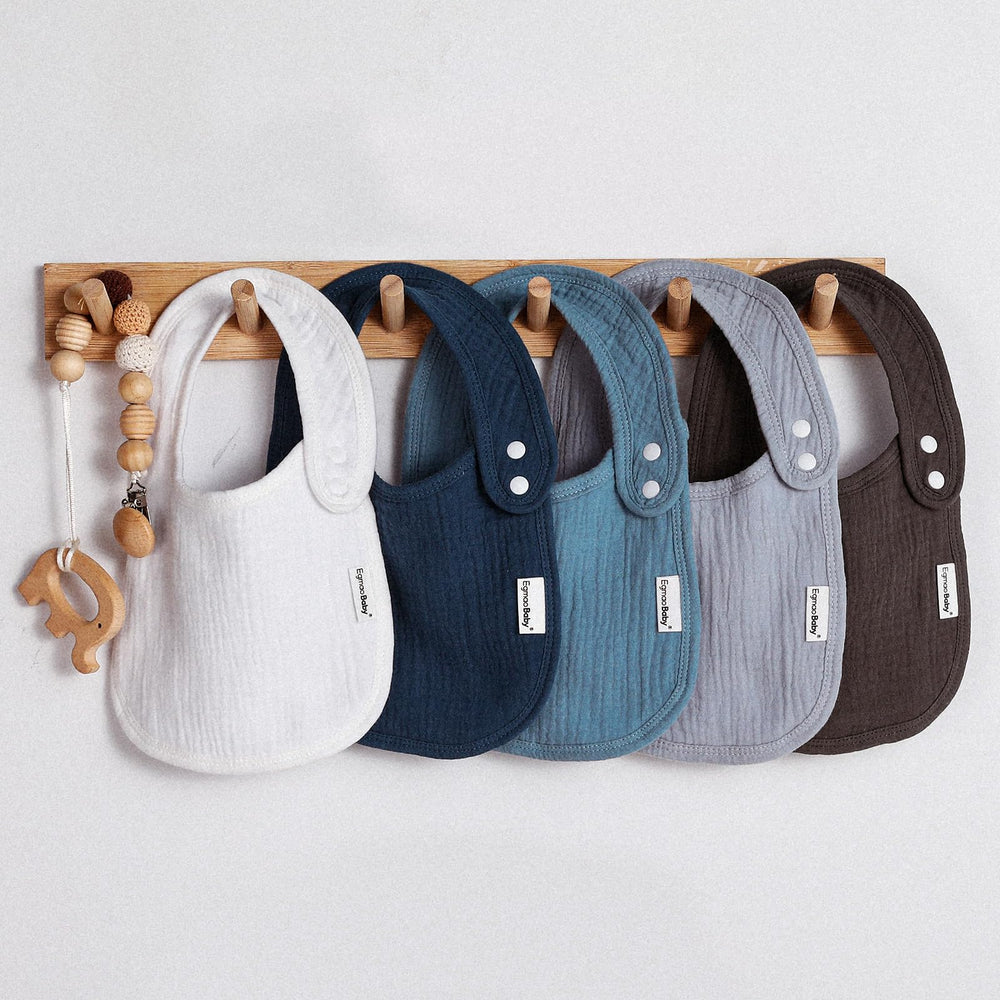 egmao baby muslin bib worn during feeding and teething helps keep outfits dry