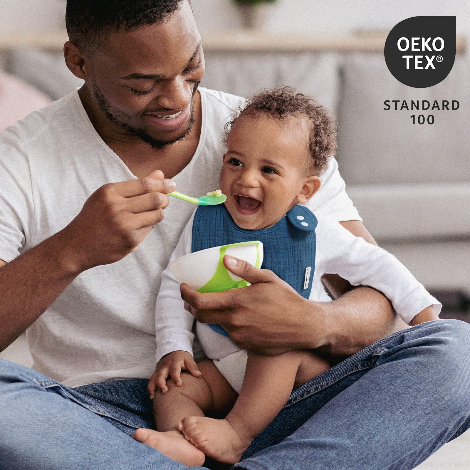egmao baby muslin bib close-up reveals soft cotton texture and absorbency