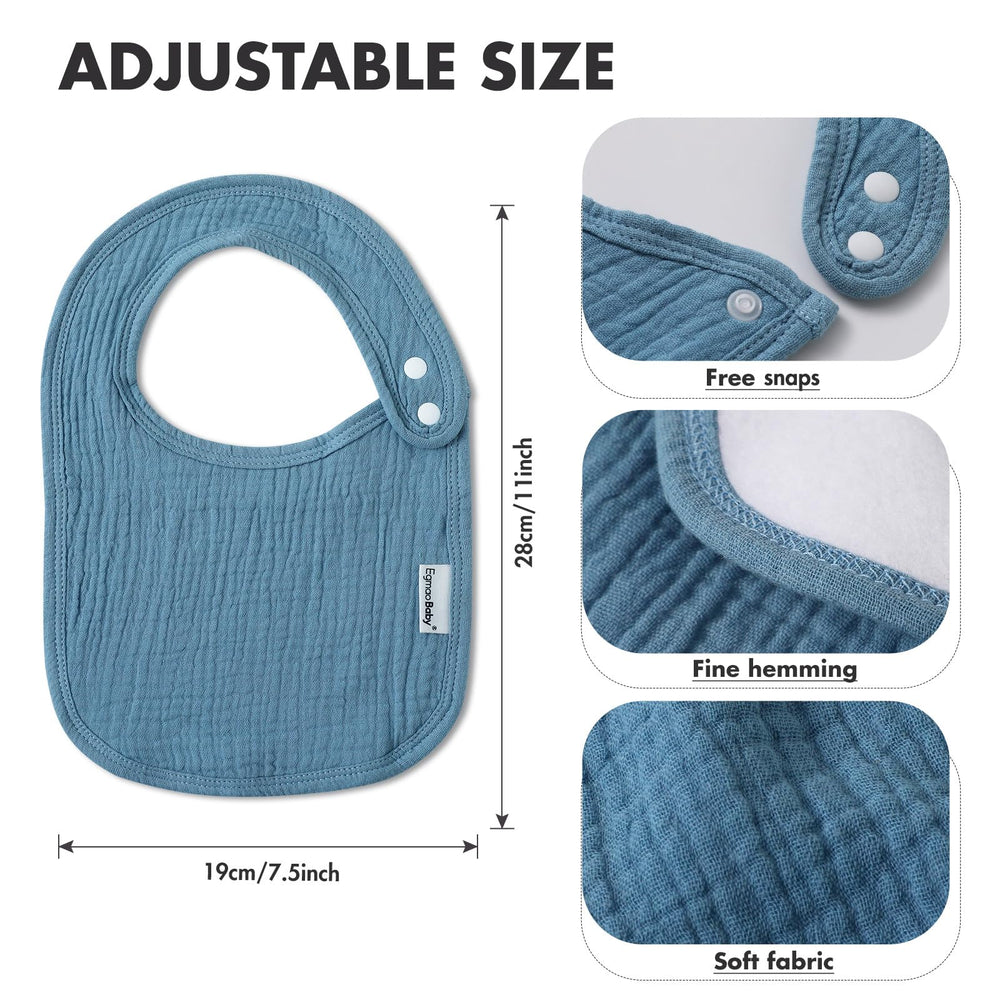 egmao baby muslin bib care guide shows washing instructions for easy maintenance