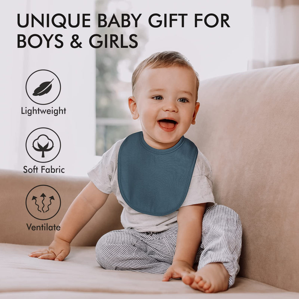 Egmao Baby soft cotton front bib close-up showing gentle touch.