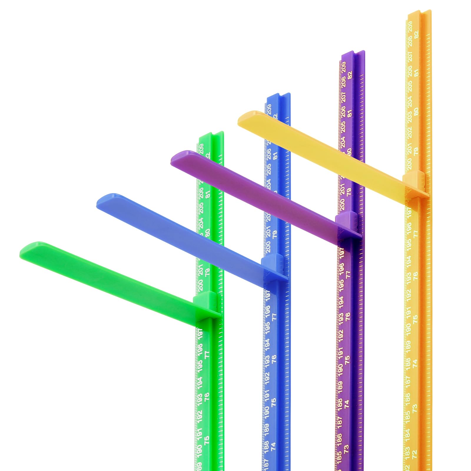 Egoldto 3D sliding height chart enables quick one-handed measurements.