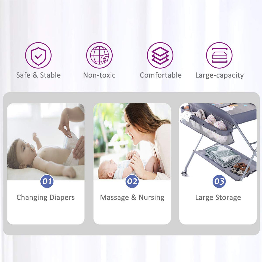 EGREE safety belt secures baby during diaper changes