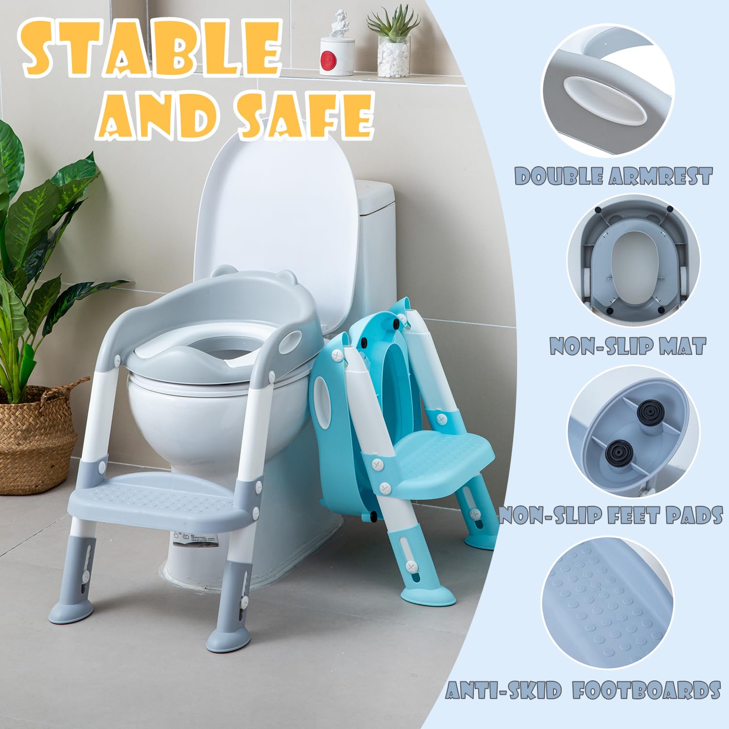EGREE potty seat with double handrails for safe climbing