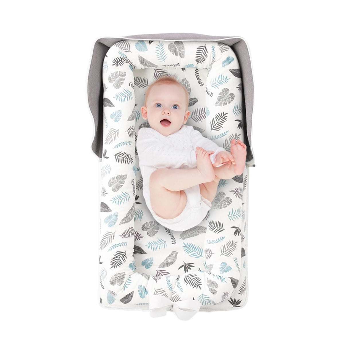 Ehcryonix baby lounger folded for travel, lightweight and portable.