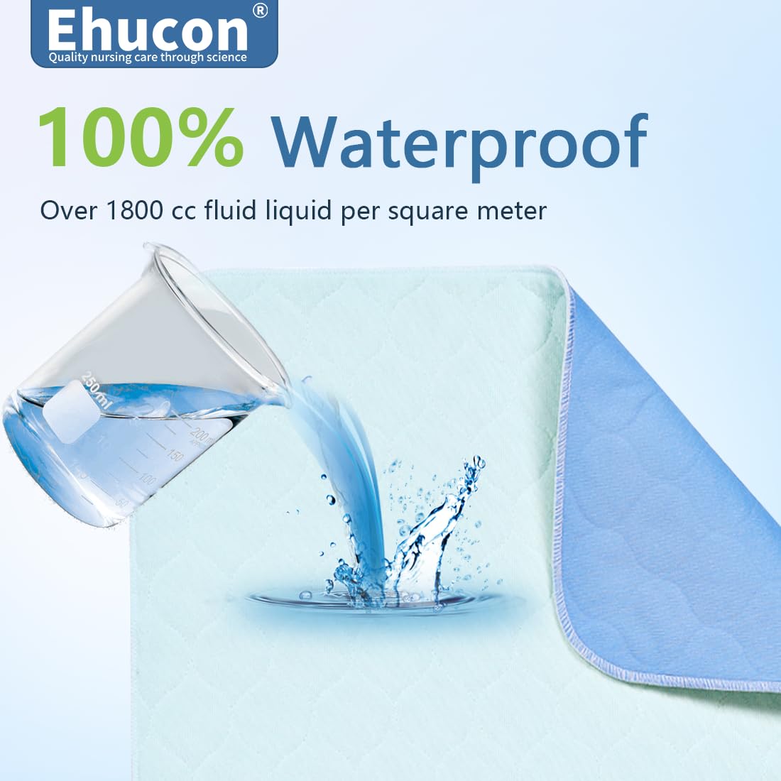 Ehucon Washable Underpads waterproof back layer helps guard furniture from leaks.