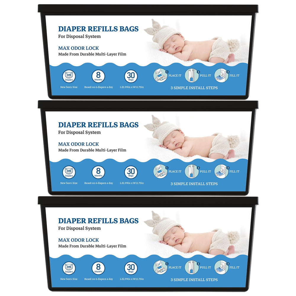 Eiekako Genie-compatible refill bags secure fit and odor control during diaper changes.