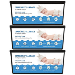 Eiekako Genie-compatible refill bags secure fit and odor control during diaper changes.