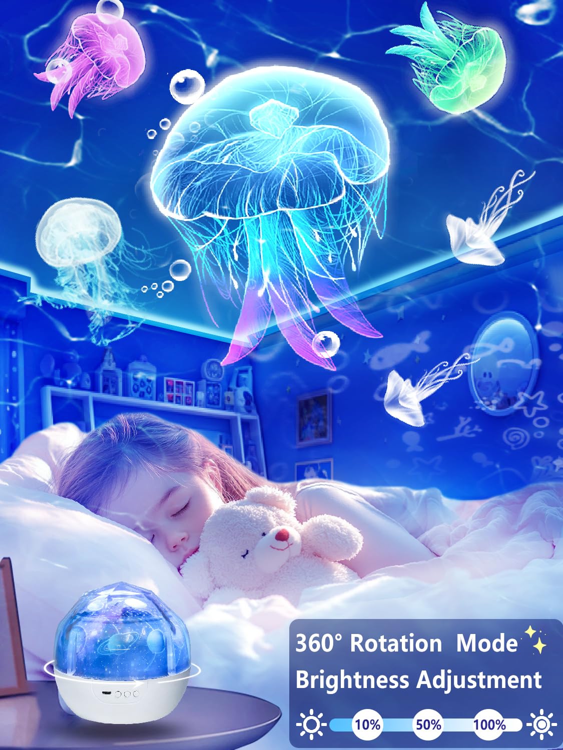 Eigther 360-degree rotation ensures full-room star sky coverage