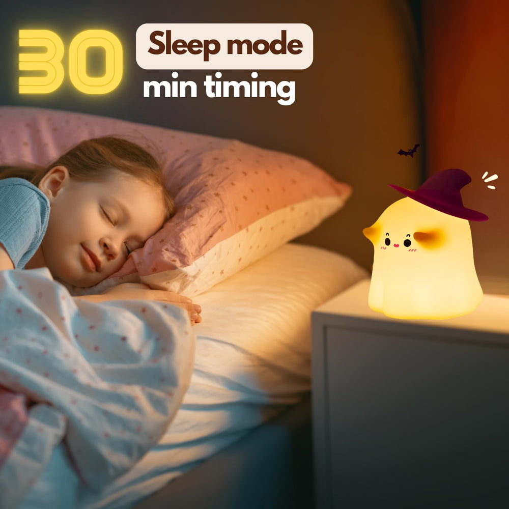 eirix Ghost Night Light bedside setup with a gentle glow for sleep.