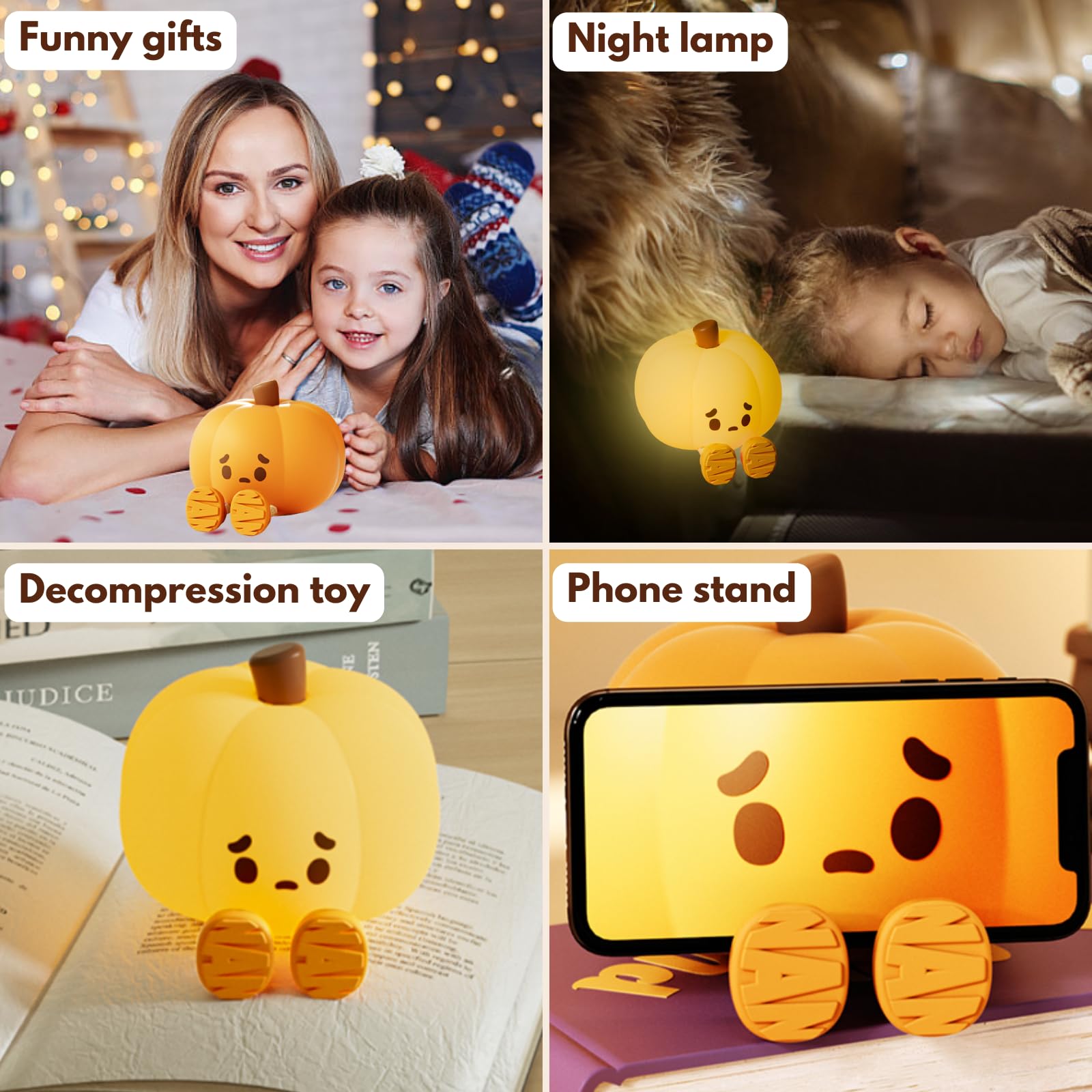 eirix Pumpkin Night Light soft silicone material safe for kids