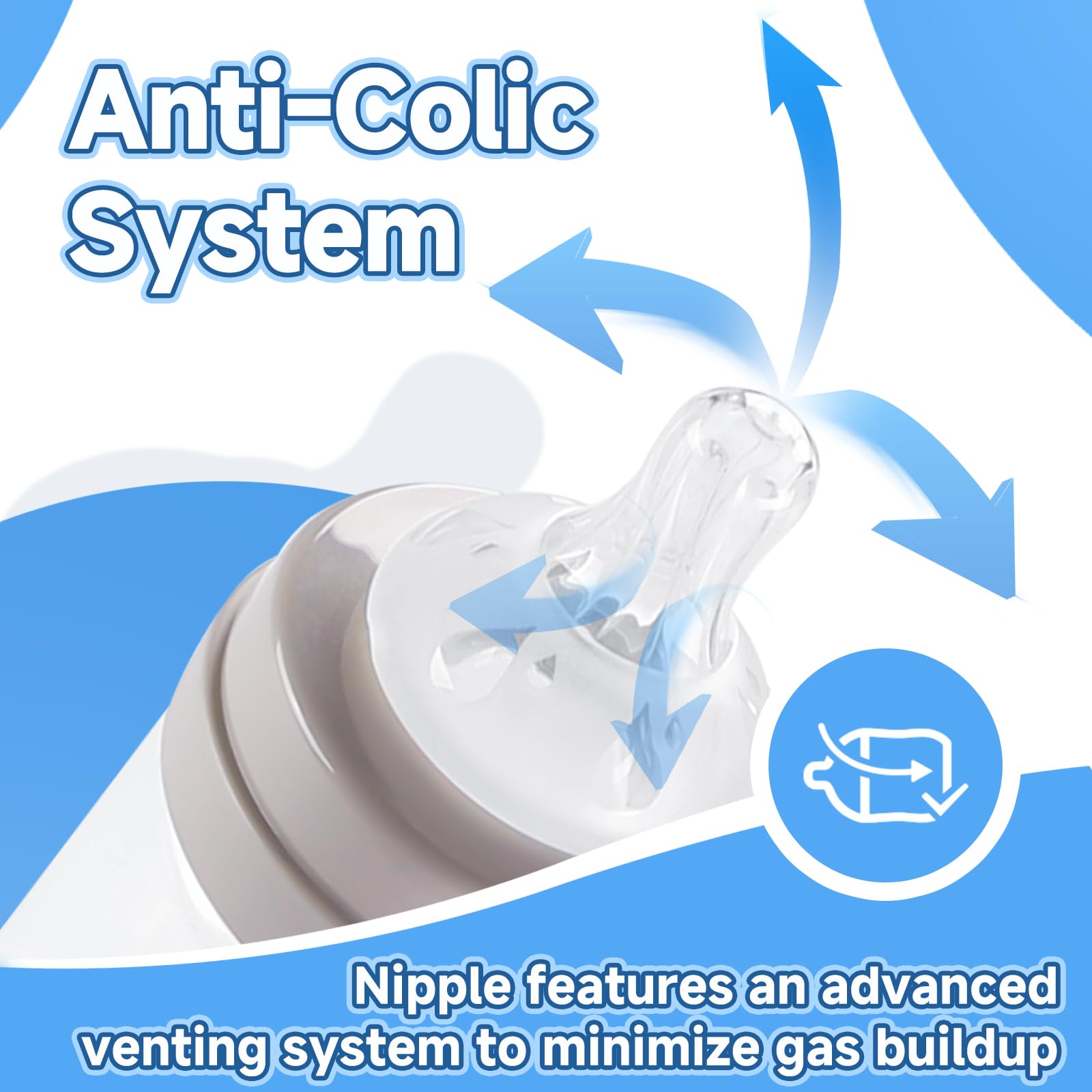 Eiszhjk anti-colic vented design helps minimize air intake during feeds.