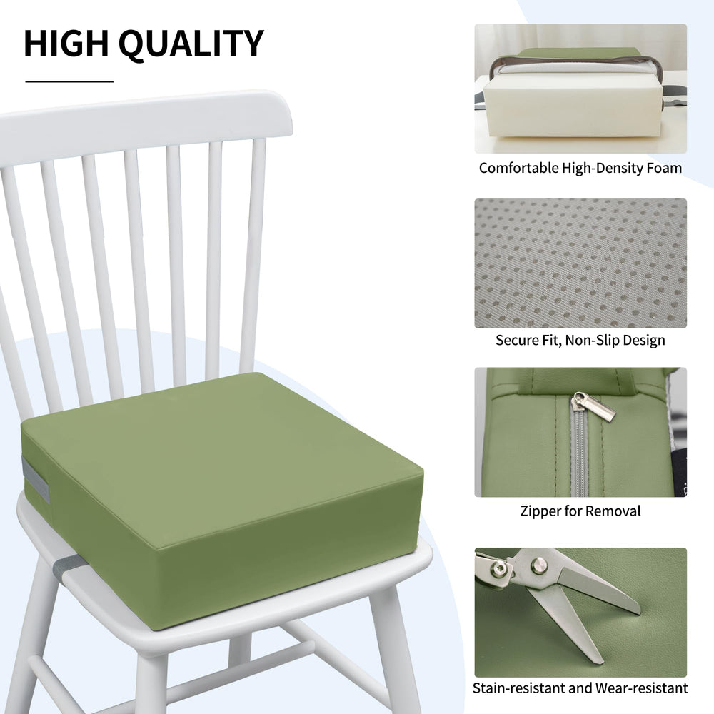 Eiury booster seat green anti-slip bottom prevents sliding.