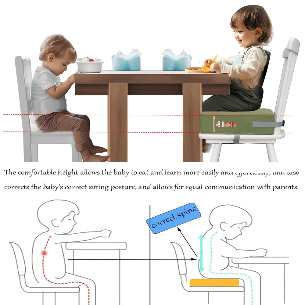 Eiury booster seat green removable cover for simple cleaning.