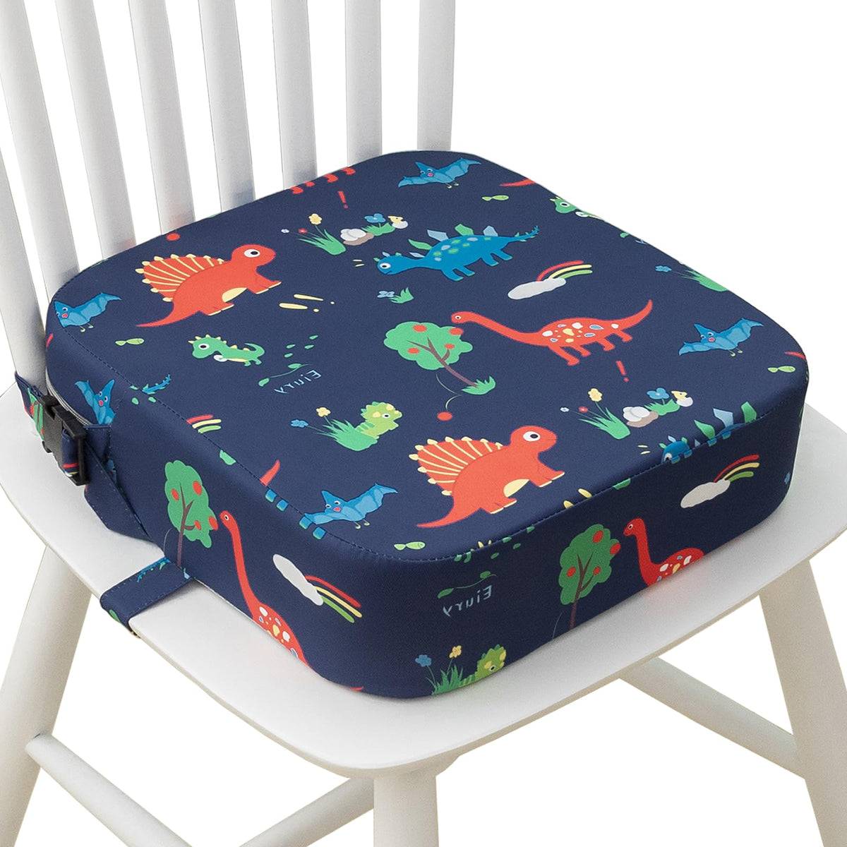 Eiury booster seat on a chair elevates toddler dining height for comfortable meals