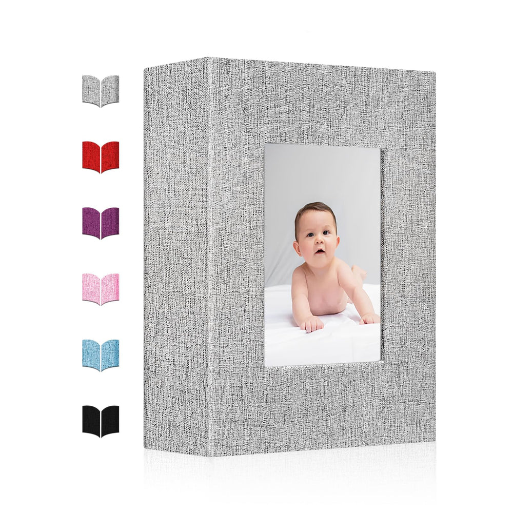 EJBLFE small photo album 4x6 with gray linen cover protects memories.