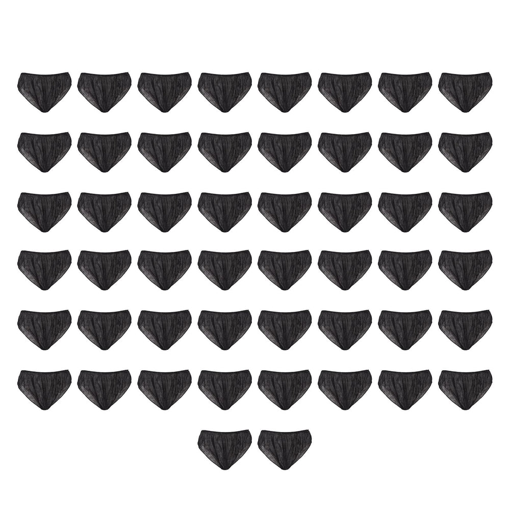 Ejoyous disposable black panty, 50-piece pack for travel and quick changes.