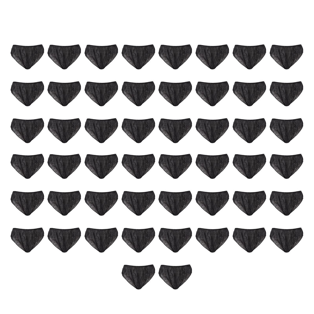 Ejoyous disposable black panty, 50-piece pack for travel and quick changes.