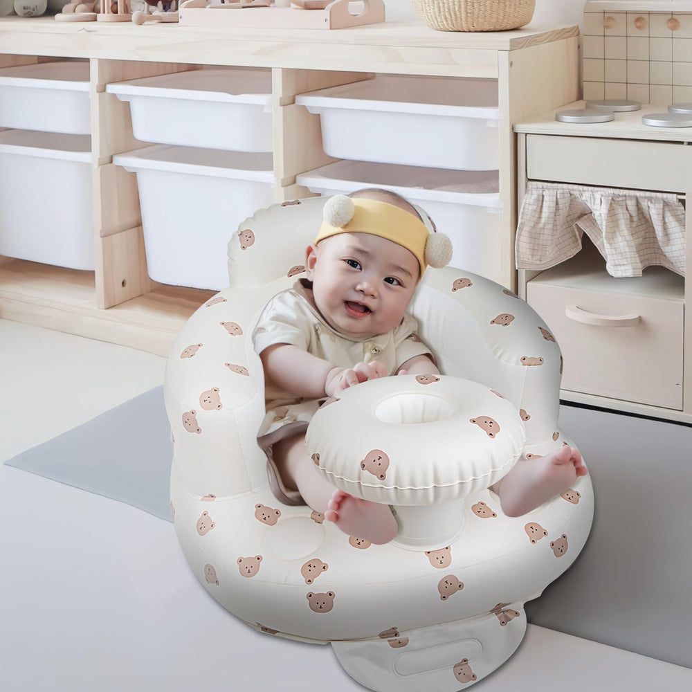 Beach or camping use with EKEPE inflatable baby chair.