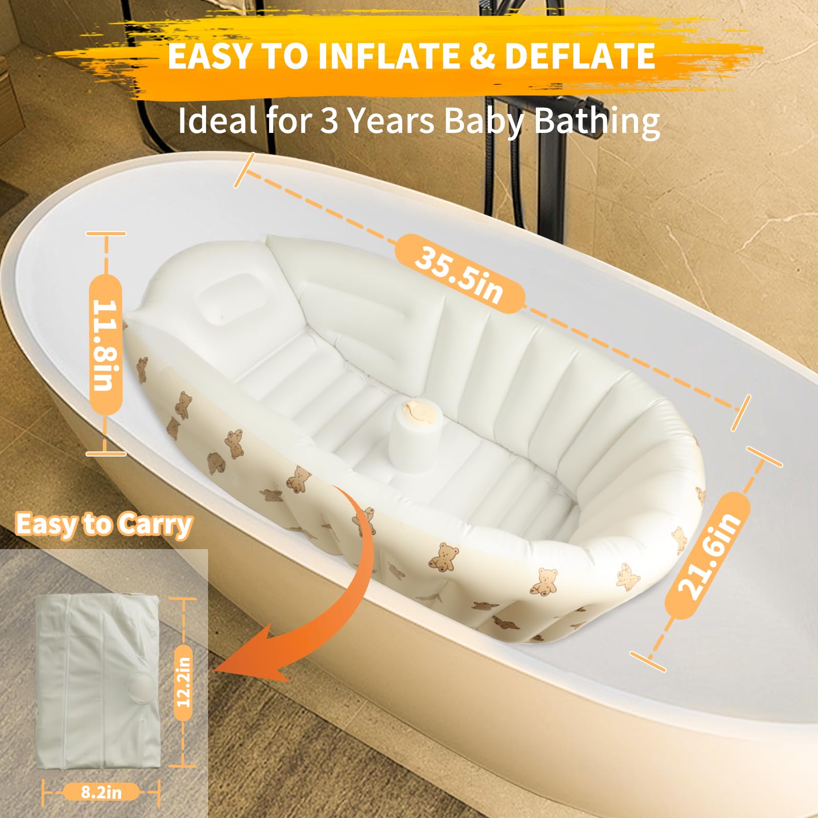 Baby in 45-degree back tilt with EKEPE Bear tub