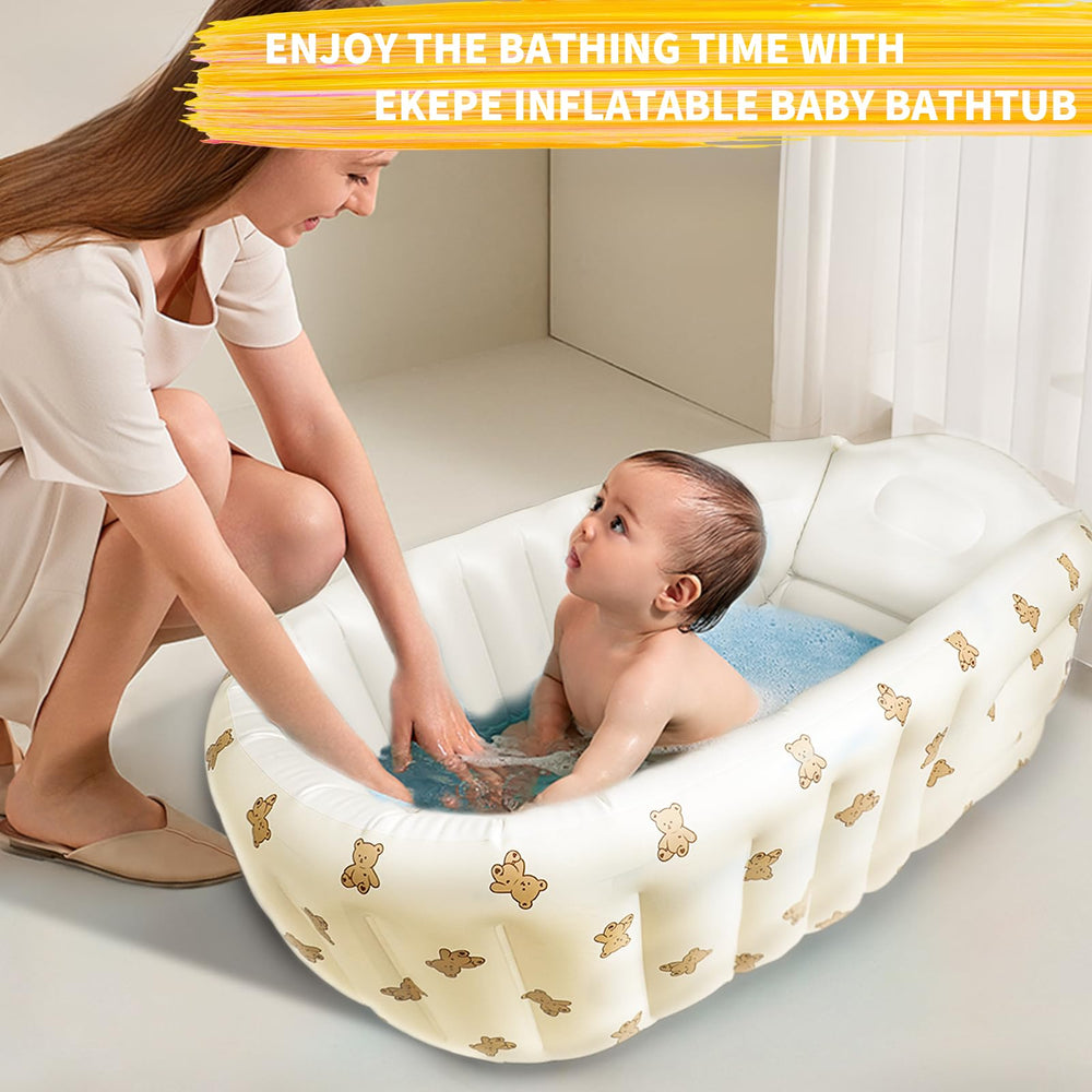 Interior anti-slip design keeps baby steady in EKEPE Bear tub