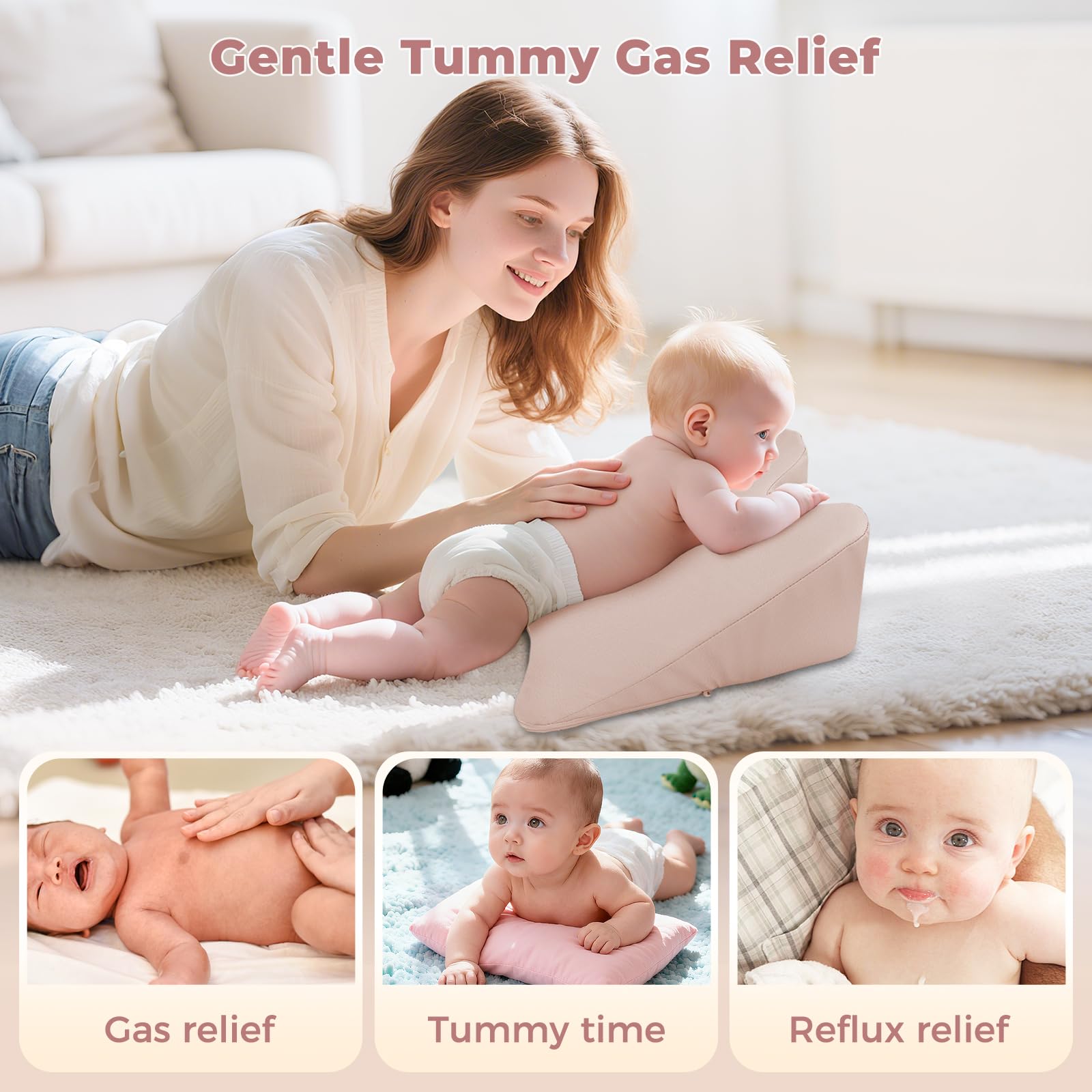 EKEPE tummy time prop memory foam provides soft, secure neck and arm support.