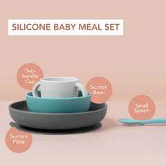 EKOBO silicone baby meal set coral soft-tip spoon gentle on gums and easy to scoop
