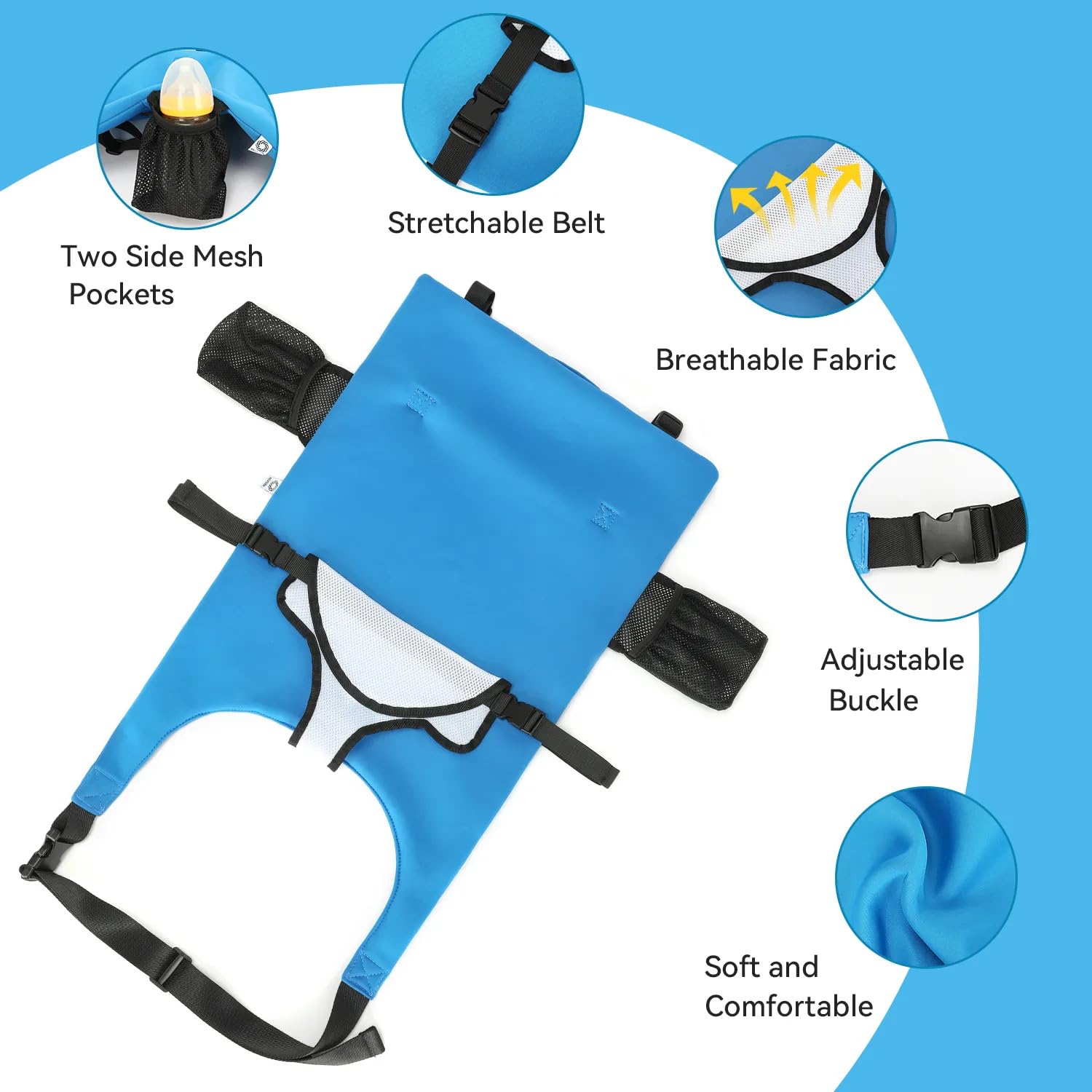 EkoVibe portable baby seat extender folds compactly for quick airport setup.