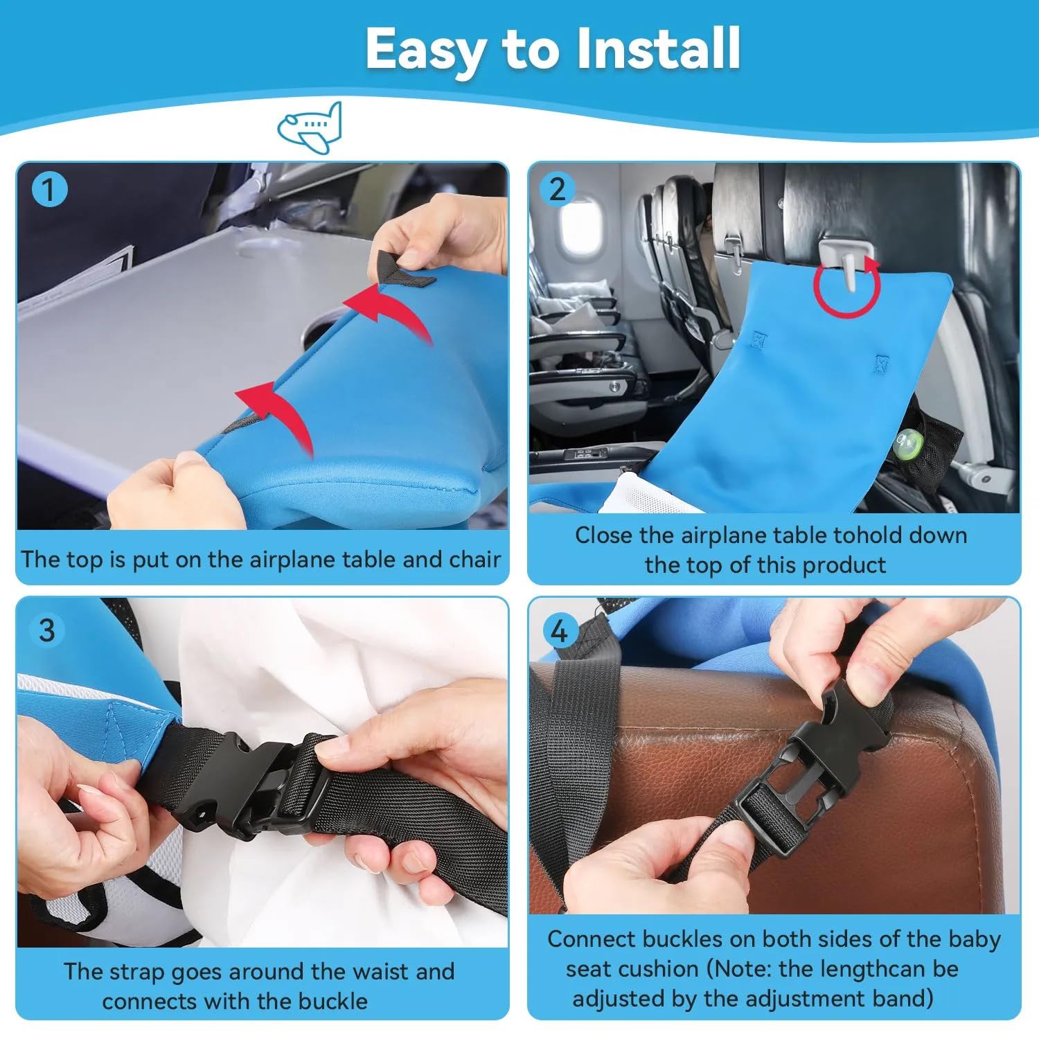 EkoVibe toddler travel bed fits most economy seats for easy on-the-go comfort.
