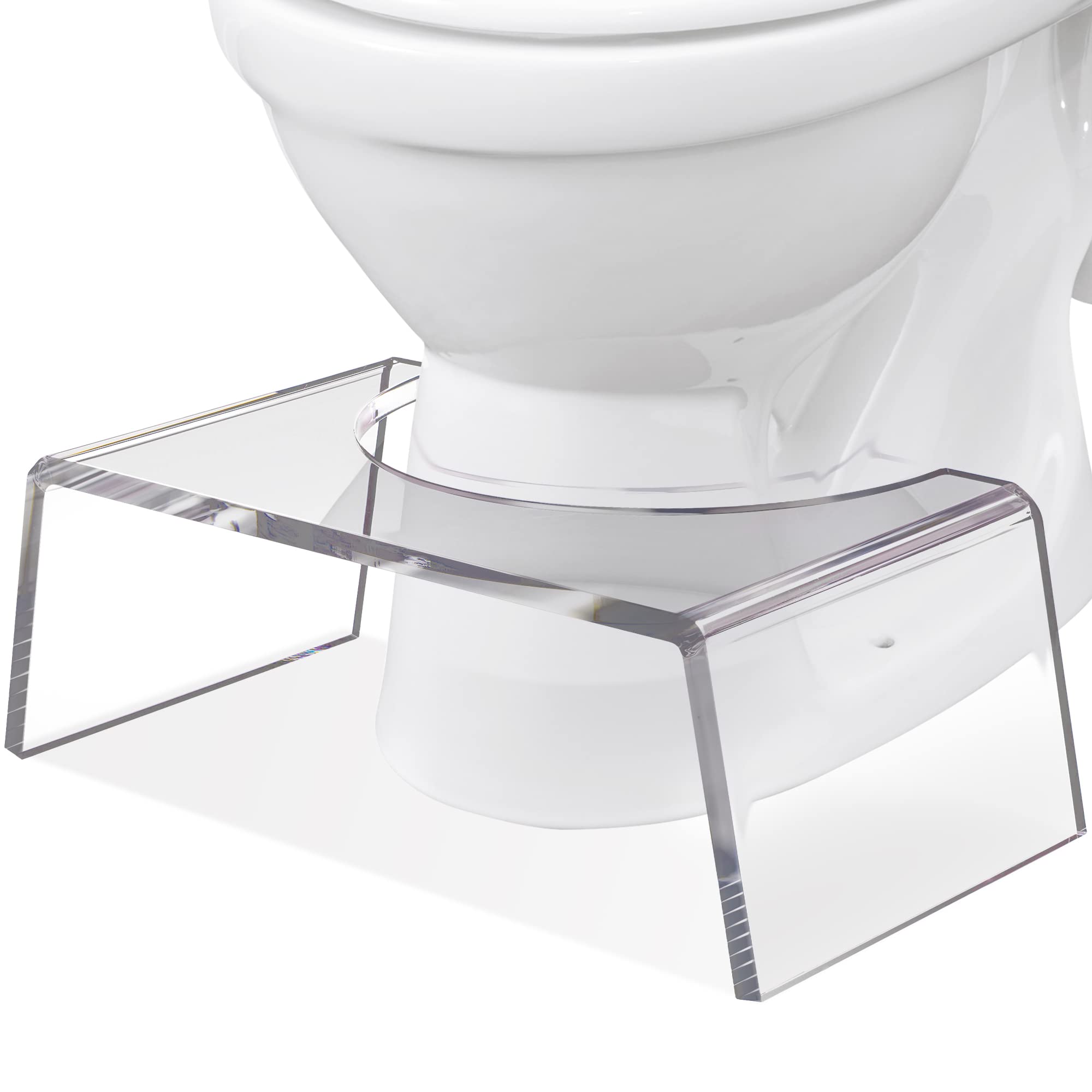 Elavain clear acrylic step stool front view showing stable support for toddlers