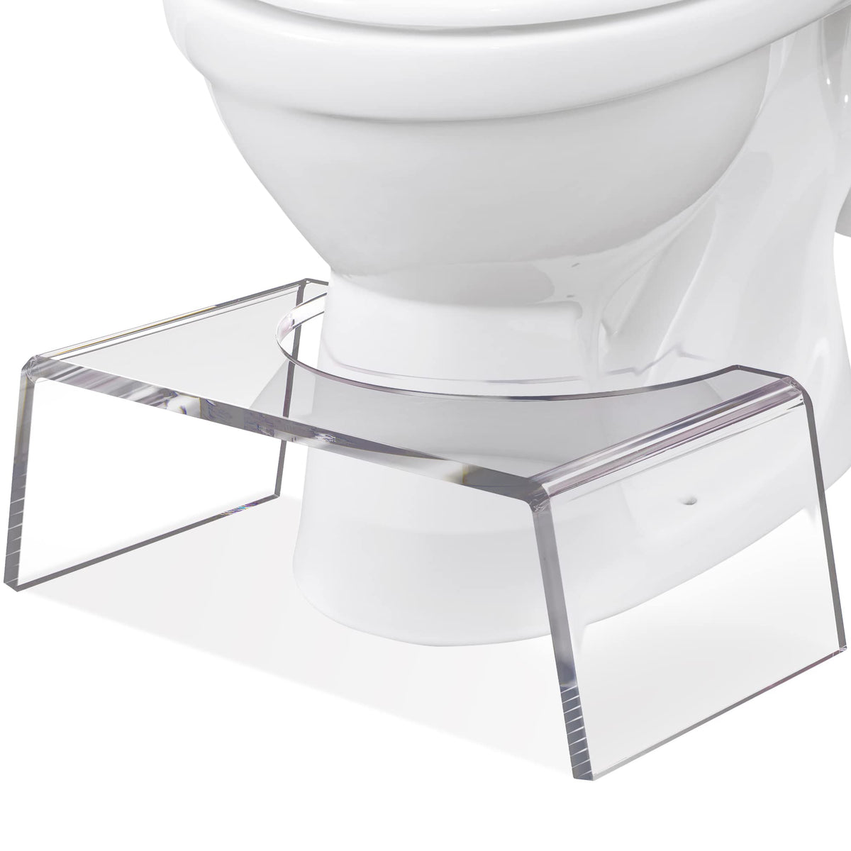 Elavain clear acrylic step stool front view showing stable support for toddlers