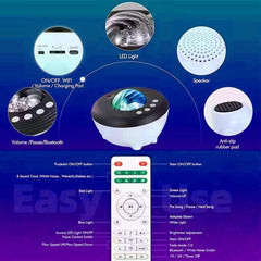 Elec3 Northern Lights projector with Bluetooth speaker enhances room atmosphere.