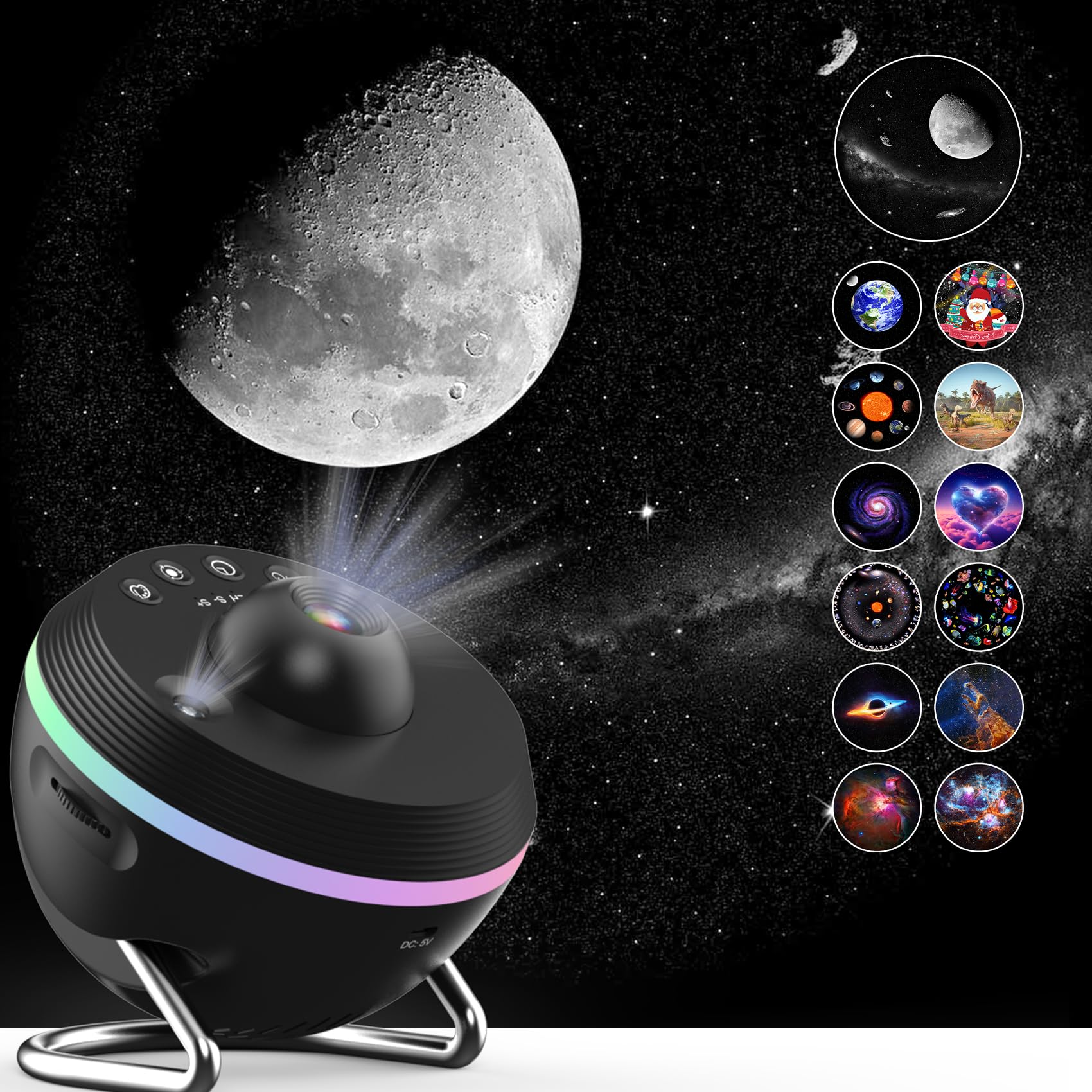 Elec3 Planetarium black model blends with bedroom decor while lighting up imagination.