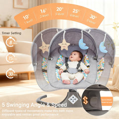 Electric Baby Swing Bluetooth music module adding calming melodies during use.