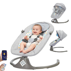 Electric Baby Swing gray with a large, roomy seat for growing infants.