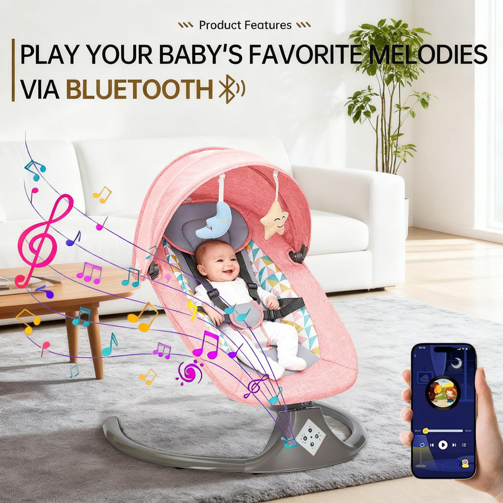 Electric Baby Swing quick-assembly design aids on-the-go parents