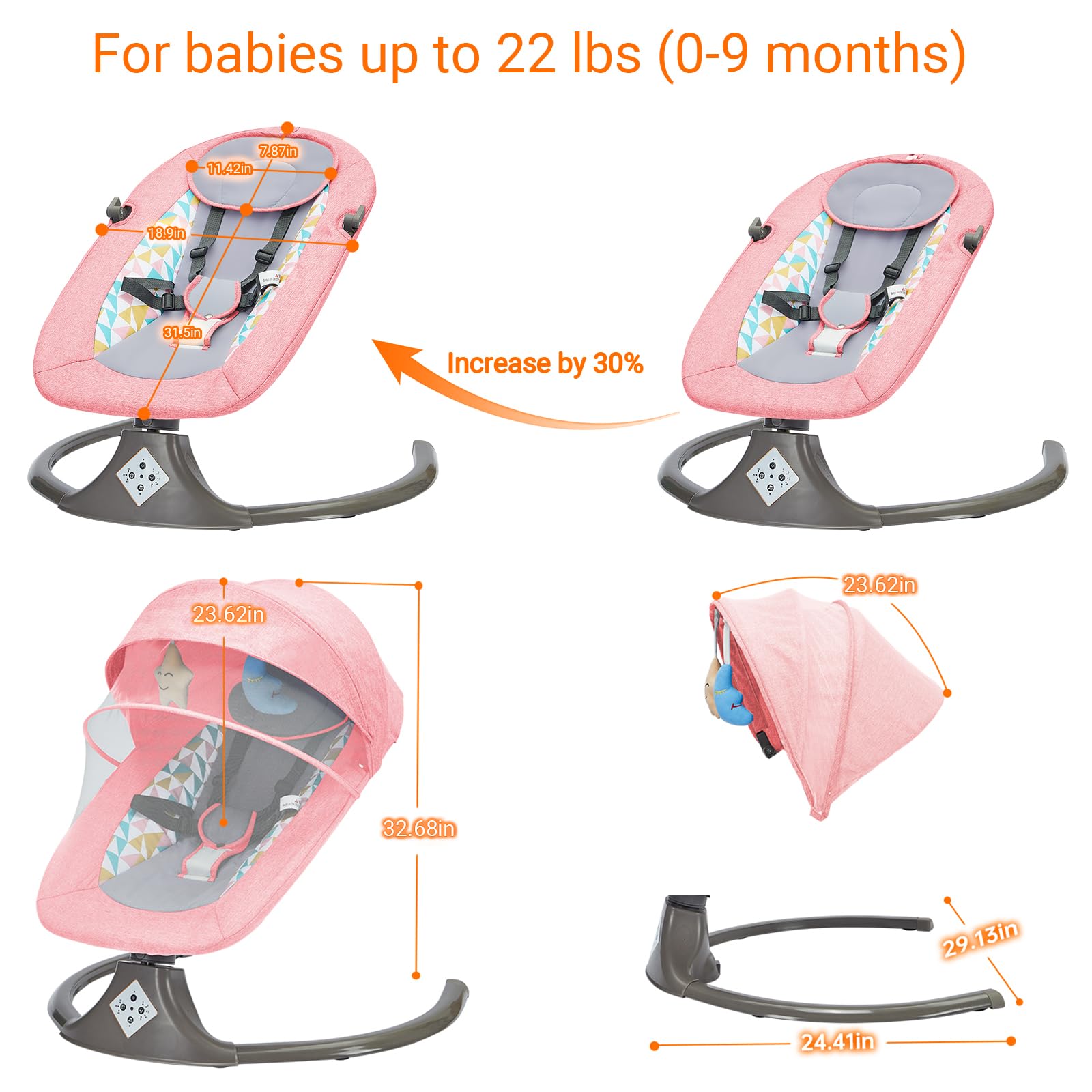 Electric Baby Swing remote-control rocking for convenient soothing sessions