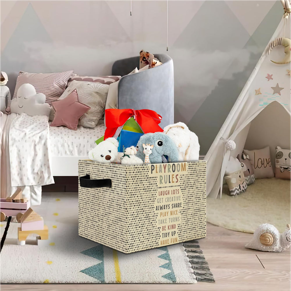 Elefeltclave playroom bin folded showing compact storage.