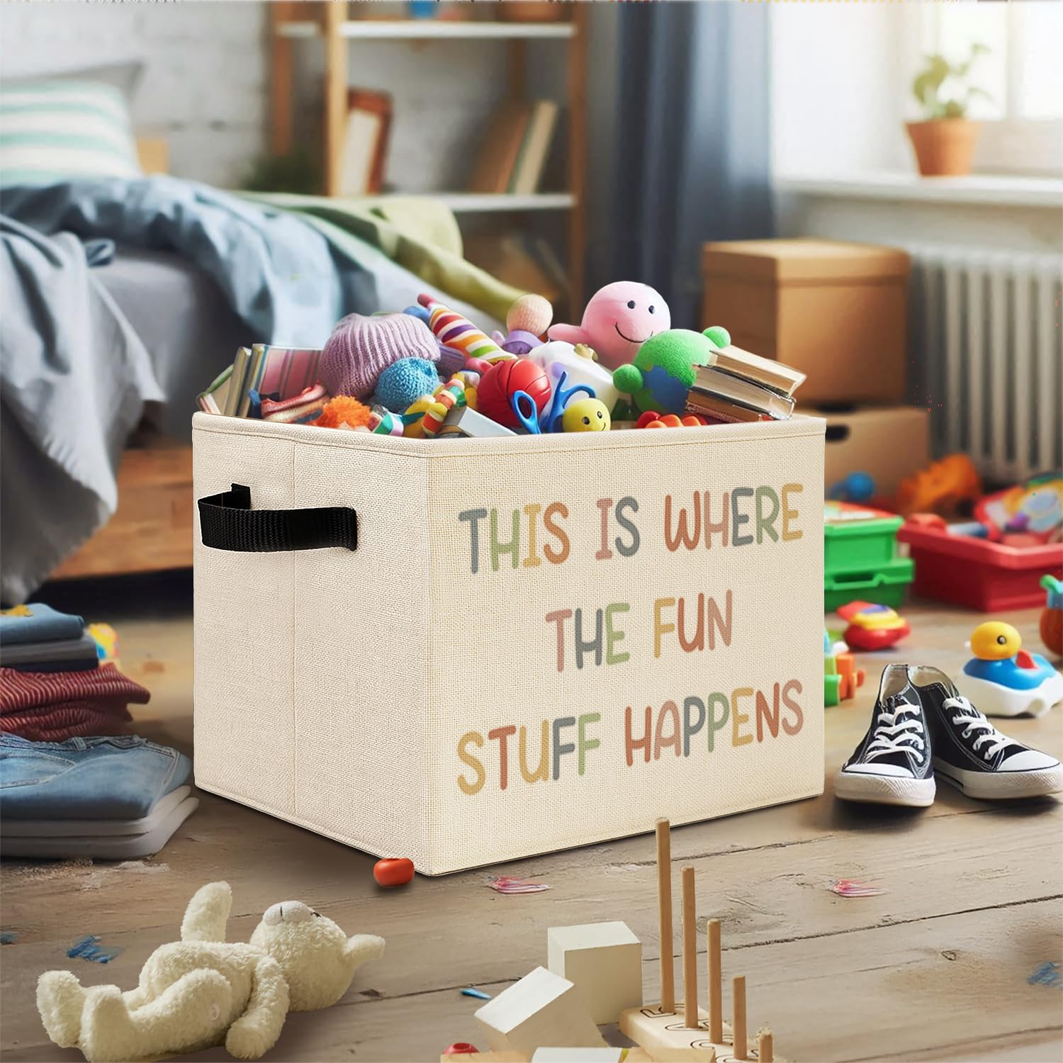 Elefeltclave Playroom Storage Bin fits bedrooms, playrooms, and offices for versatile organization.