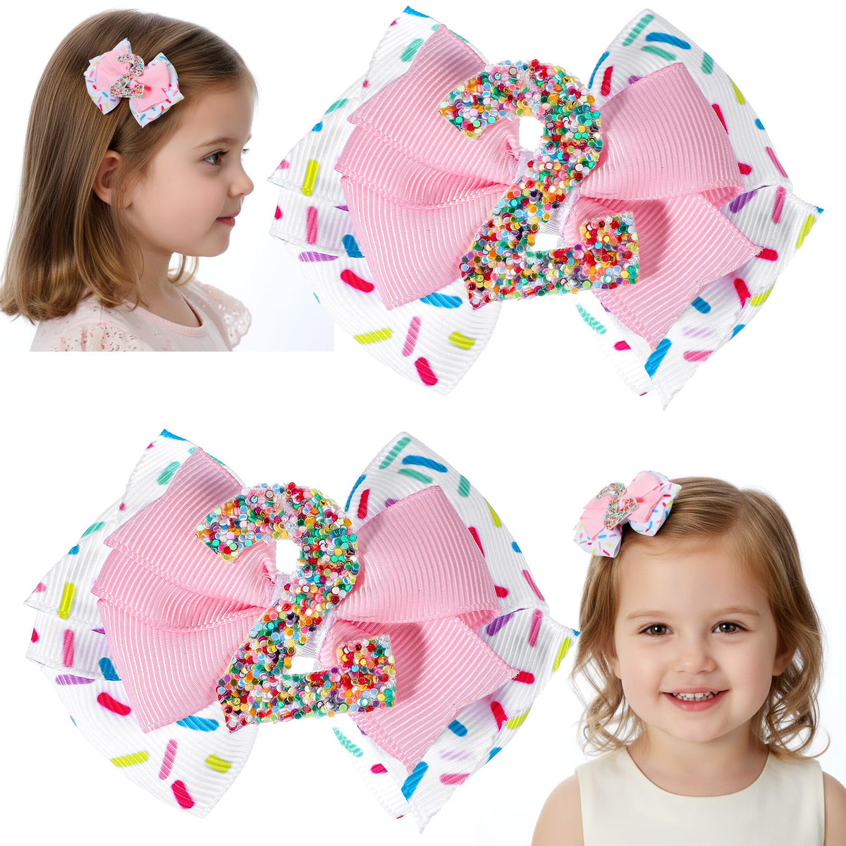 Elegaperma birthday bow with glitter number 2 for photo-ready memories.