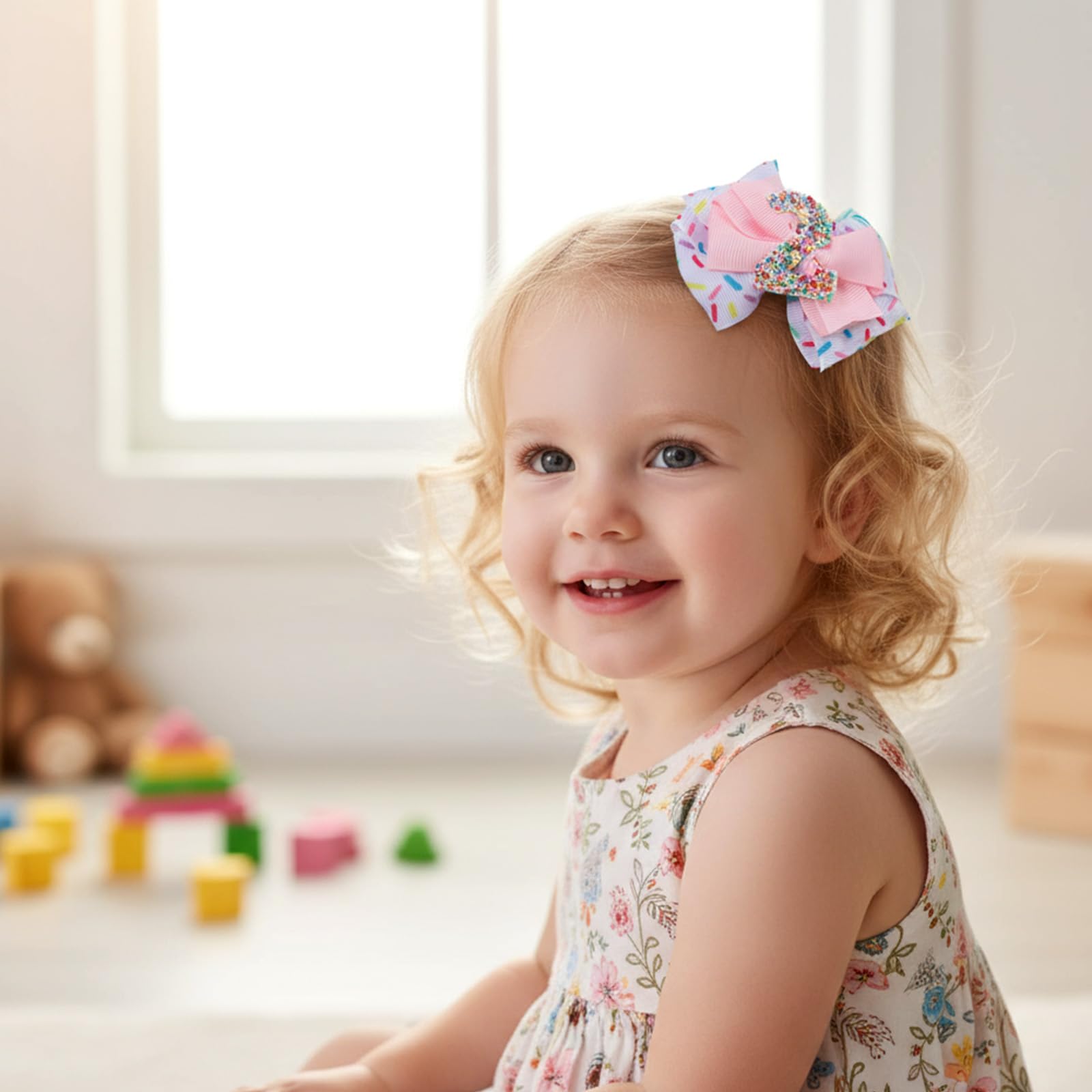Elegaperma birthday bow size 4x3.5 inches for little girls.