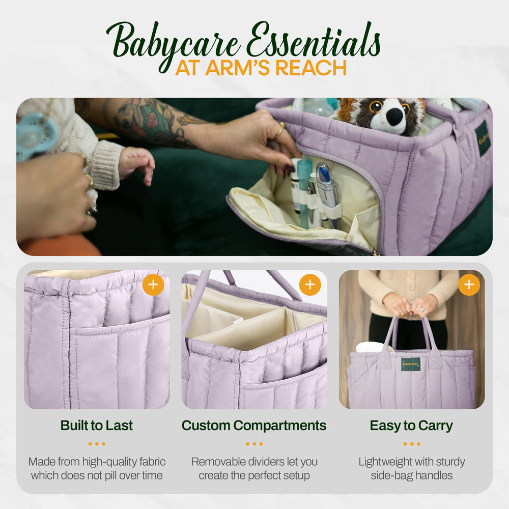 Eleghaunt lilac car-ready diaper caddy demonstrates grab-and-go convenience