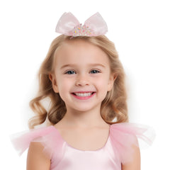 Elemirsa rhinestone crown hair clip highlights delicate sparkle on baby girls.